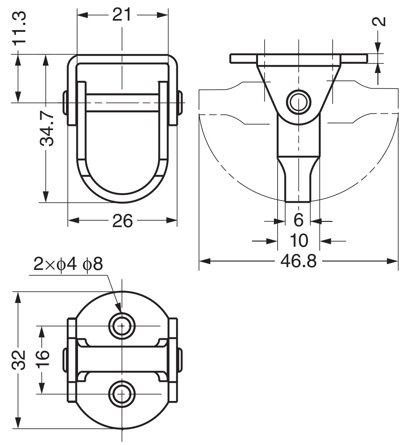 Stainless steel swivel hook for wall and ceiling mounting RF-D35 from Sugatsune LAMP® / Japan