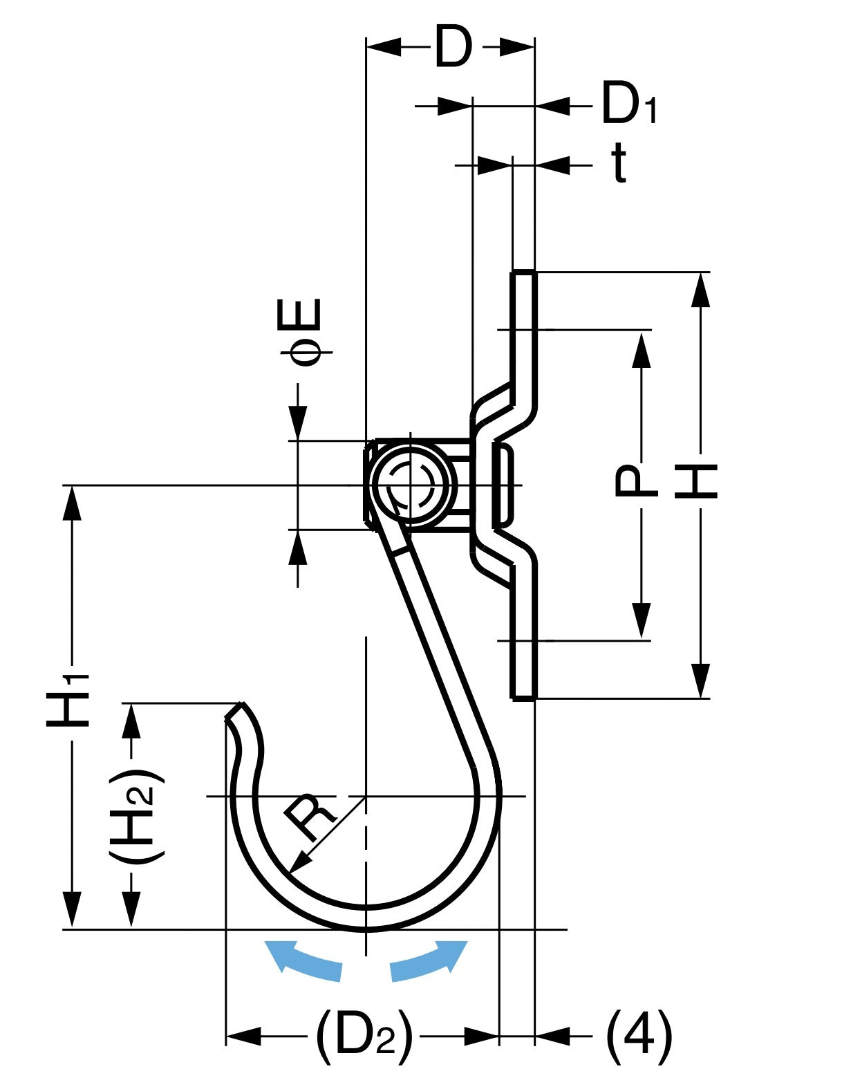 Hochwertiger Haken aus Edelstahl, 360° drehbar und 180° schwenkbar für Decken- und Wandmontage. Edelstahlhaken UJ-040 und UJ-050 von Sugatsune / LAMP® (Japan)