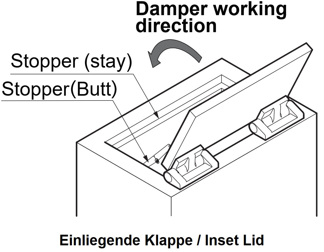 Gedämpftes Klappenscharnier HG-JHW50 und HG-JHW70 von Sugatsune / LAMP® (Japan)