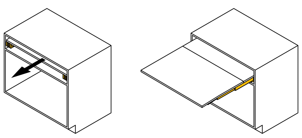 High-quality pull-out table fitting, load capacity: 60 kg, extension length: 750 mm, 2046369 for kitchen cabinets, kitchen base cabinets, kitchen furniture, pull-out tables, folding tables