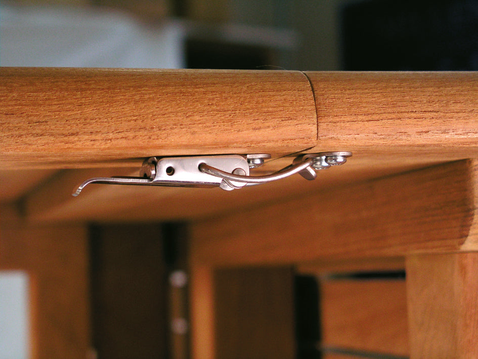 4 pieces of adjustable steel pull-out table clamps, bronze-plated, with two position locks, 70 mm (2.8") 24.03.001-1. Catch #22 steel pull-out table clamp, bronze-plated, for pull-out tables, boxes, instrument cases, and worktops, from SISO Denmark