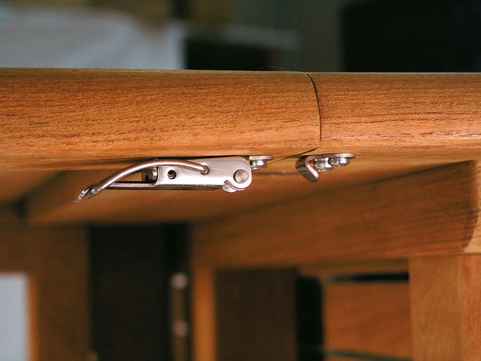 4 pieces of adjustable steel pull-out table clamps, bronze-plated, with two position locks, 70 mm (2.8") 24.03.001-1. Catch #22 steel pull-out table clamp, bronze-plated, for pull-out tables, boxes, instrument cases, and worktops, from SISO Denmark