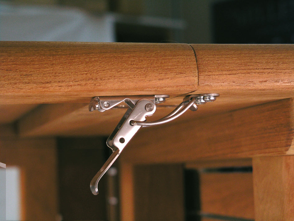 4 pieces of adjustable steel pull-out table clamps, bronze-plated, with two position locks, 70 mm (2.8") 24.03.001-1. Catch #22 steel pull-out table clamp, bronze-plated, for pull-out tables, boxes, instrument cases, and worktops, from SISO Denmark