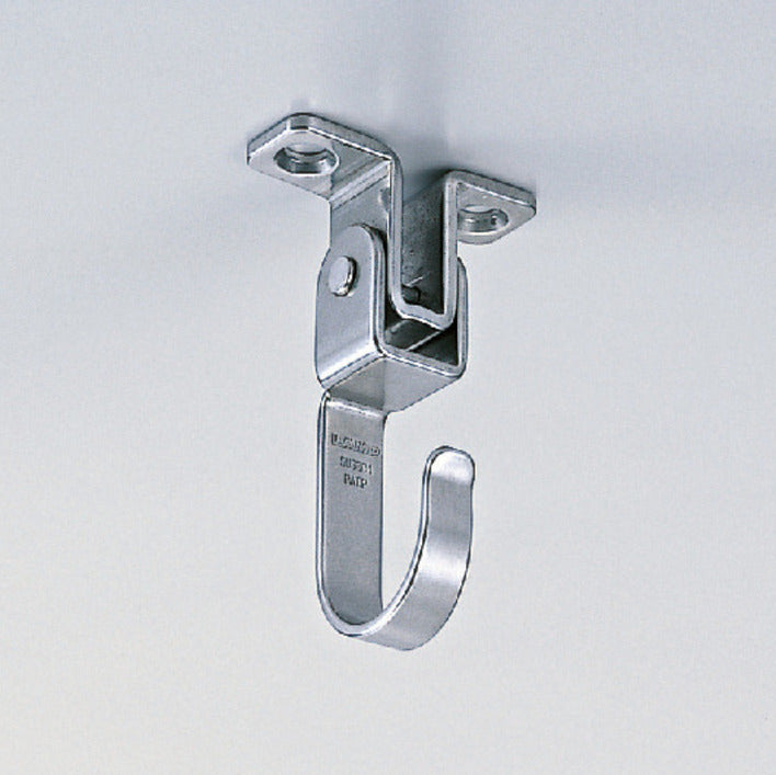 Movable stainless steel hook, surface: glossy polished, 62 mm (2.5"), UC-055. Swing hook for walls, ceilings, bathrooms, outdoors, swimming pools, and much more, by Sugatsune / LAMP® (Japan)