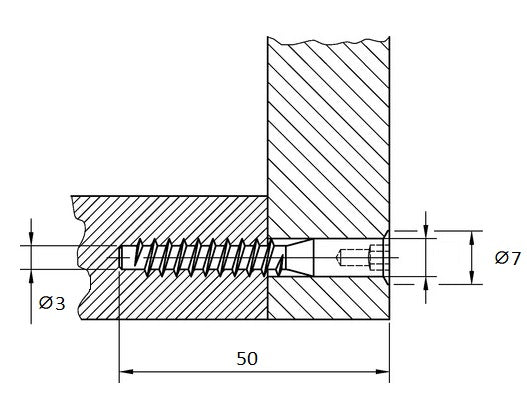 20 Stück Confirmat, Einteilverbinder mit Senkkopf für Bohrloch ⌀3,5 mm, mit Innensechskant SW3 mm, aus robustem Stahl, Oberfläche: verzinkt, 50 mm (2″), 7011905. Möbelschraube, für Schrank, Möbel, Regal, Korpusmöbel und viel mehr, von EMUCA