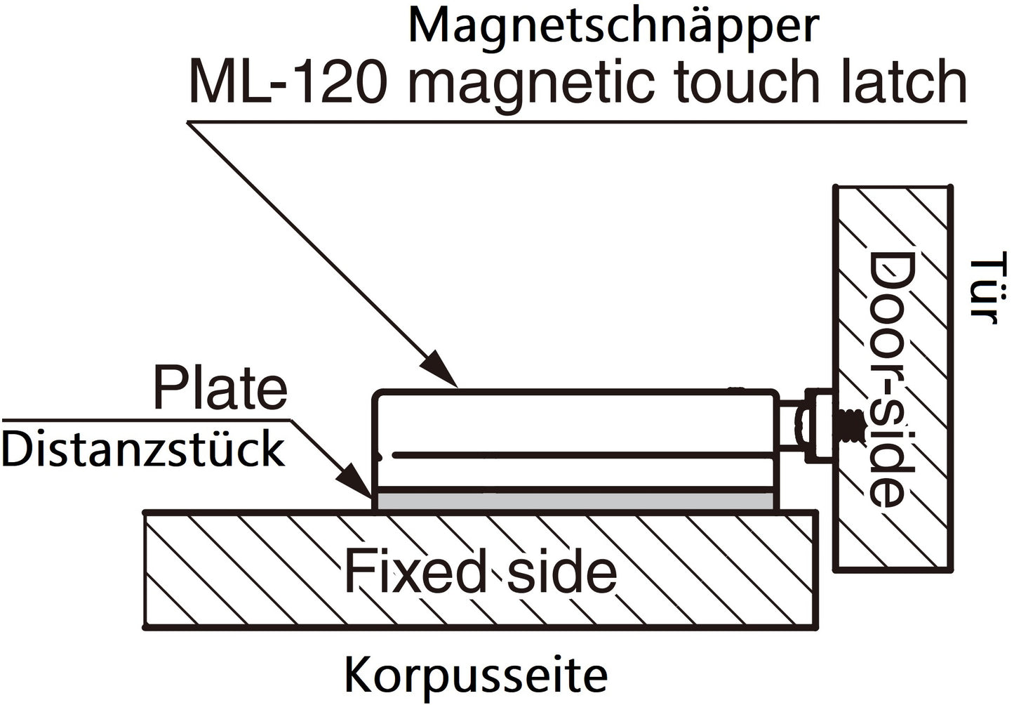4 Stück Distanzplatte, aus Polyacetal, braun, 70 mm (2-3/4″), ML-120-DP4-BR für Magnet-Druckschnäpper ML-120BR, ML-120W und ML-120BL von Sugatsune