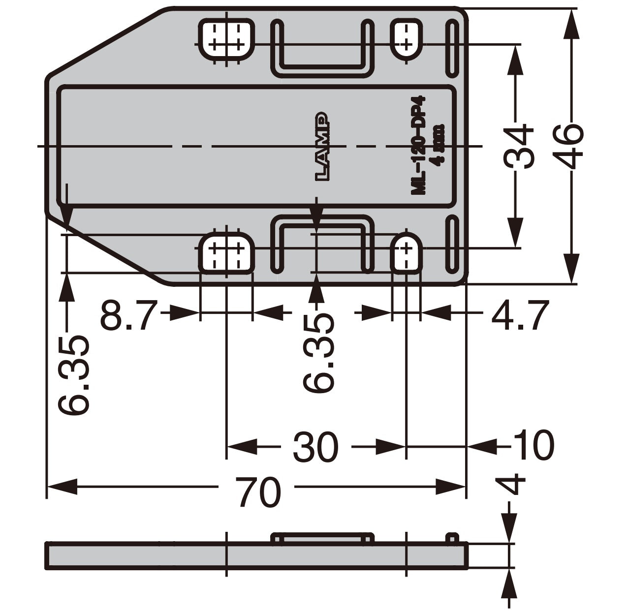 4 Stück Distanzplatte, aus Polyacetal, schwarz, 70 mm (2-3/4″), ML-120-DP4-BL für Magnet-Druckschnäpper ML-120BR, ML-120W und ML-120BL von Sugatsune