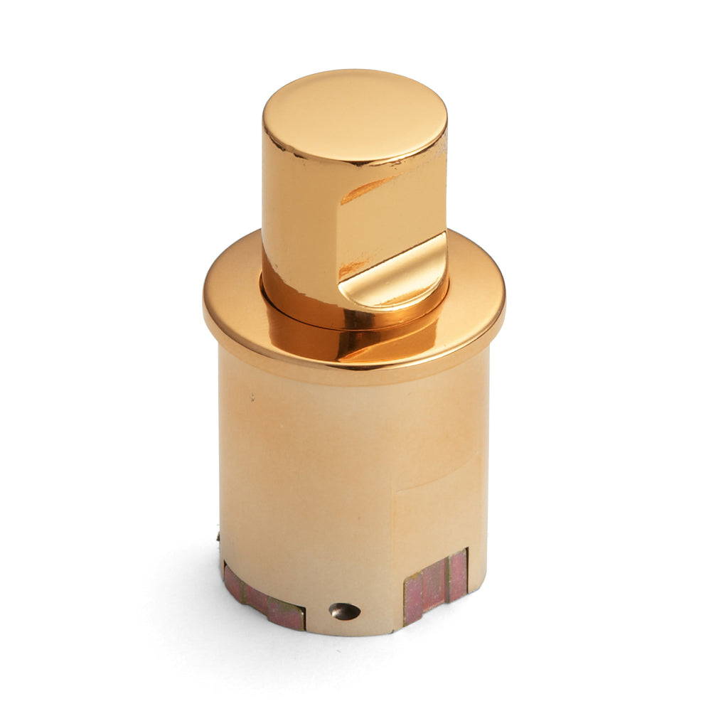 High-quality snap fastener with handle function, made of zinc alloy (ZDC), surface: gold-colored, glossy polished, version: left, PKL05LGA and PKLW. Solid snap fastener for yachts and much more, from Sugatsune / LAMP® (Japan)