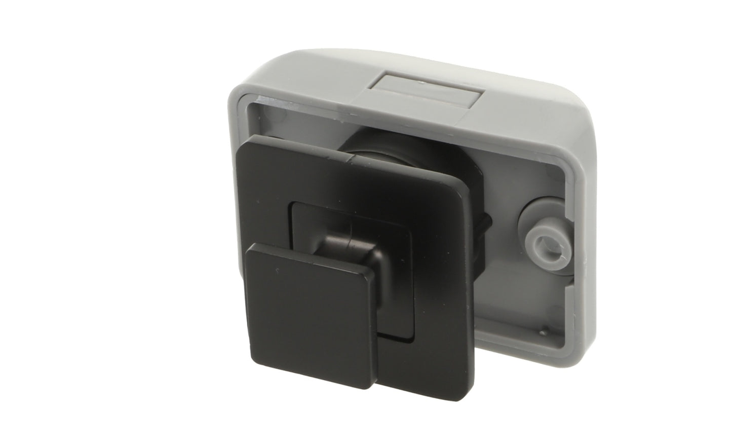 Fermeture à pression de haute qualité avec fonction de fermeture en douceur et de poignée, en Zamak, surface : noire, design : carré, 14.03.066-0. Bouton poussoir solide pour caravanes, yachts, avions privés et bien plus encore, de SISO Danemark