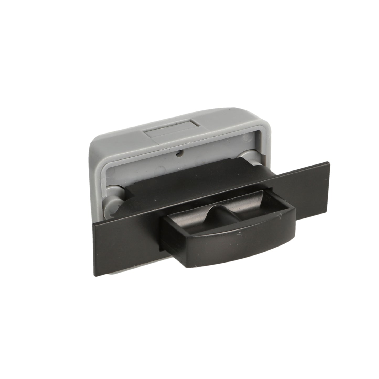 High-quality snap fastener with soft-close and grip function, made of Zamak, surface: black, design: rectangular, 14.03.043-0. Solid snap fastener for caravans, yachts, private aircraft, and much more, from SISO Denmark