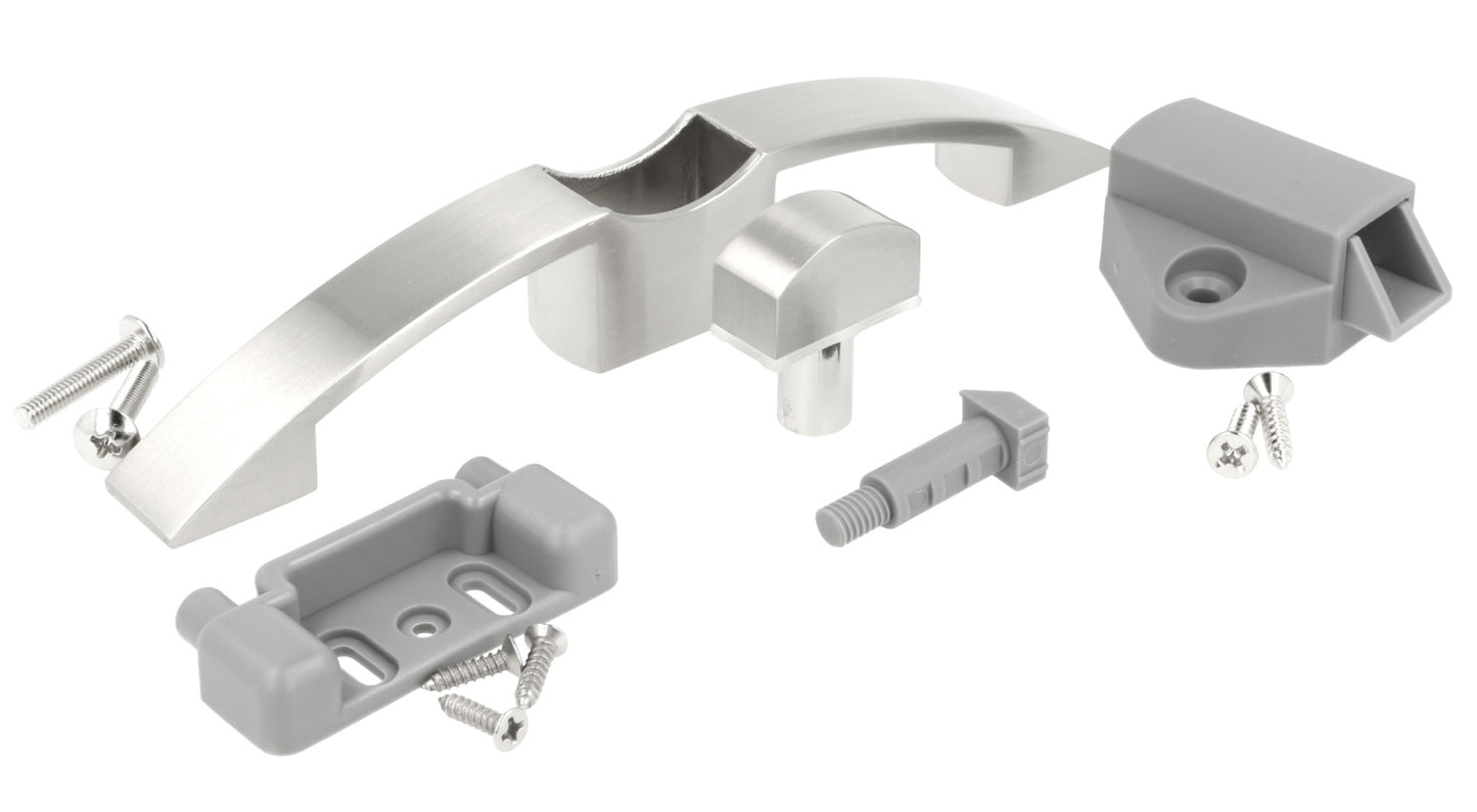 High-quality push-button handle, made of Zamak, surface: stainless steel look, 14.03.072-0 for yacht, caravan, private jet