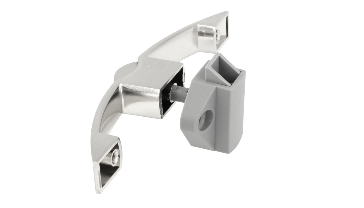 High-quality push-button handle, made of Zamak, surface: stainless steel look, 14.03.072-0 for yacht, caravan, private jet
