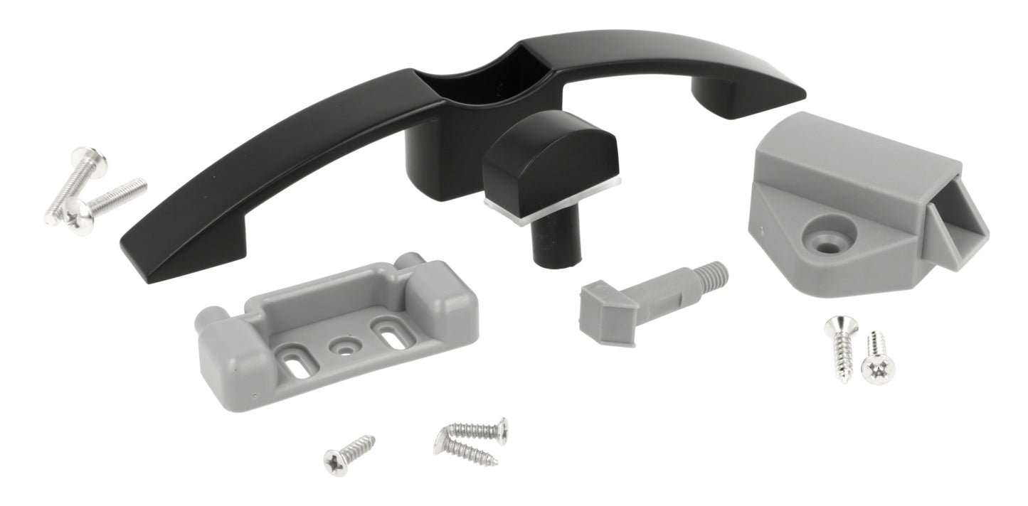 High-quality push-button handle, made of Zamak, surface: black, 14.03.071-0 for yachts, caravans, private jets