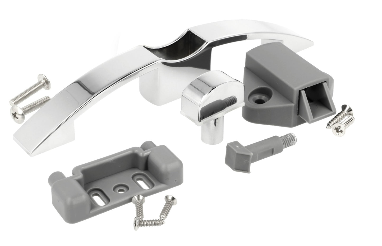 High-quality push-button handle, made of Zamak, surface: chrome-plated, 14.03.070-0 for yacht, caravan, private jet