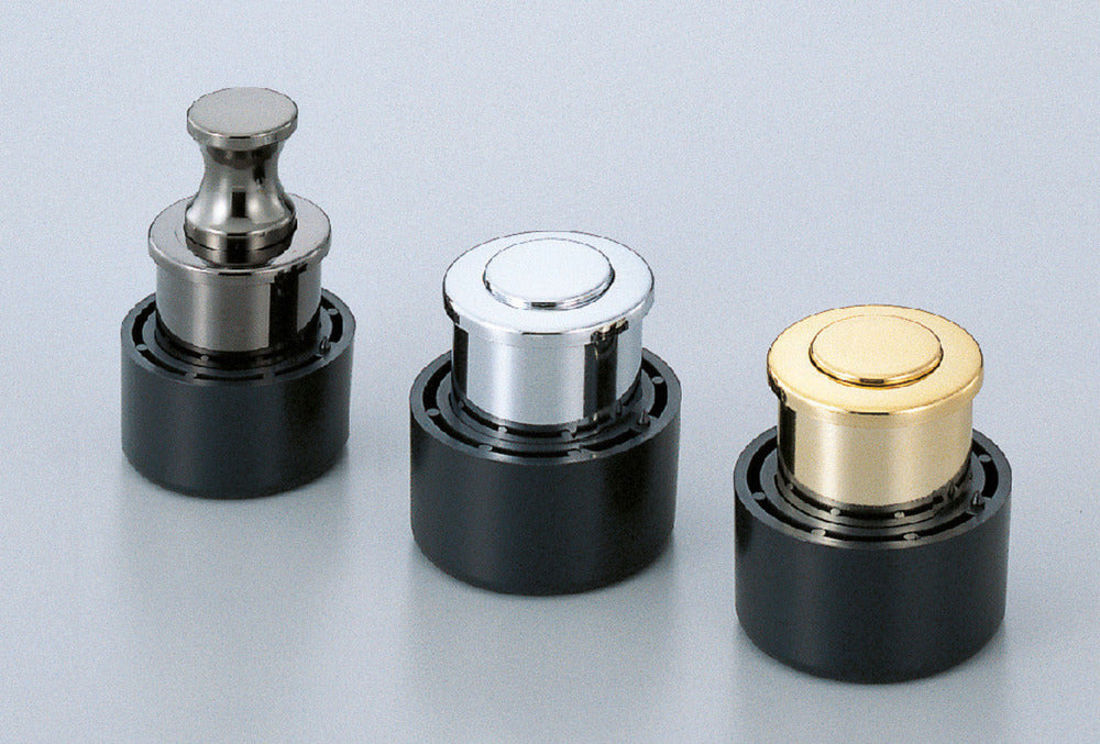 High-quality push-button handle made of zinc alloy, surface: gold-colored, glossy polished PK03GA. High-quality, solid and elegant push-lock made of ZDC for drawers, RV furniture, boats, private aircraft, and much more, from Sugatsune / LAMP® (Japan)