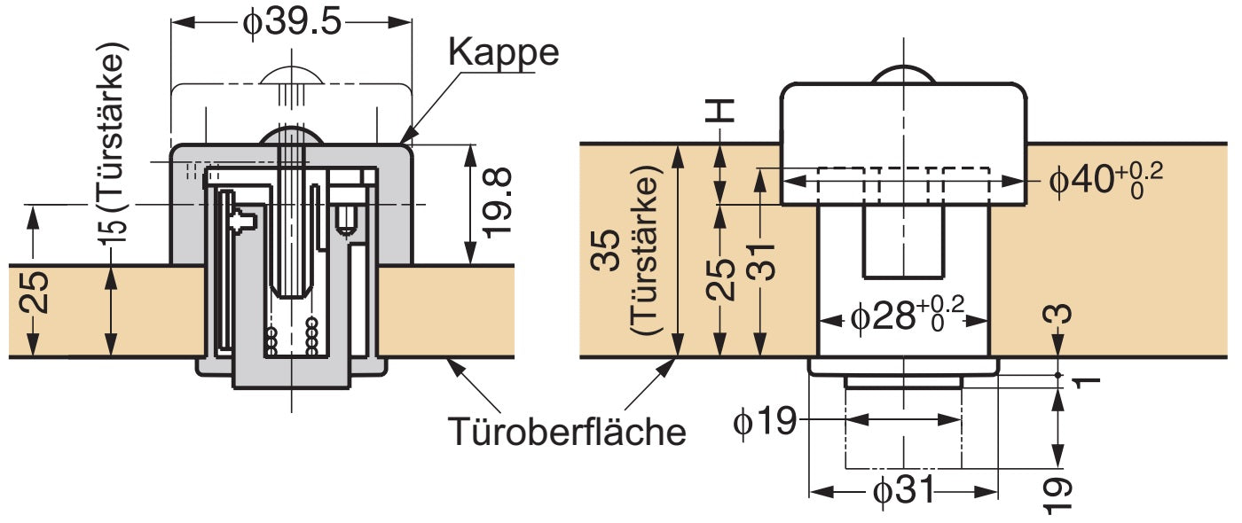 Hochwertiger Druckknopfgriff aus Zinklegierung, Oberfläche: goldfarbig, glänzend poliert, PK04GA. Hochwertiger massiver und eleganter Pushlock aus ZDC für Schublade, Wohnmobilmöbel, Boote, Privatflugzeuge und viel mehr, von Sugatsune / LAMP® (Japan)