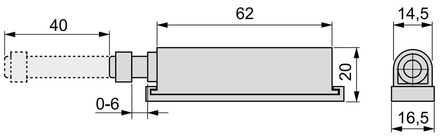 2 Stück eleganter Druckschnäpper, Oberfläche: grau, 62 mm (2-7/16″), Ausführung: magnetisch, 2033921 für Möbeltüren, Schranktüren, Klappen