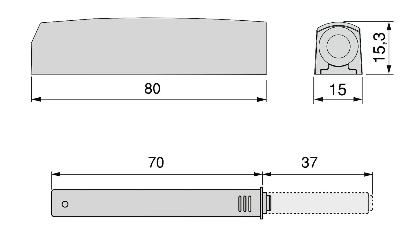 2 Stück eleganter Druckschnäpper, mit Montagegehäuse, Oberfläche: anthrazitgrau, nicht magnetisch, 1900223 für Möbeltüren, Schranktüren, Klappen