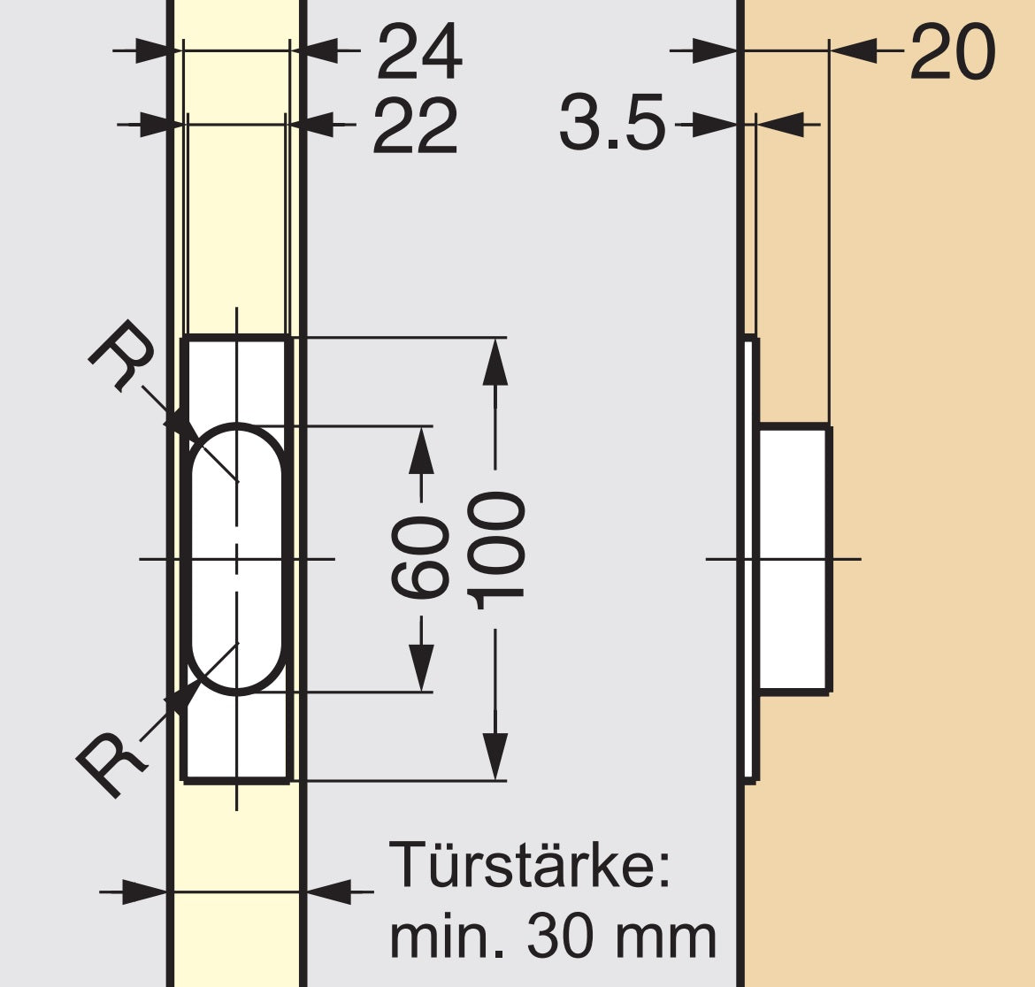 Edelstahl-Griffmuschel für Finger, V2A (SUS304), 100 mm (4″) YK-W100. Hochwertige Edelstahl-Griffmuschel aus rostfreiem Edelstahl V2A (SUS304), satiniert matt, für Schiebetüre, Türe, Badezimmer, Schiffe, feuchte Umgebungen von Sugatsune / LAMP® (Japan)