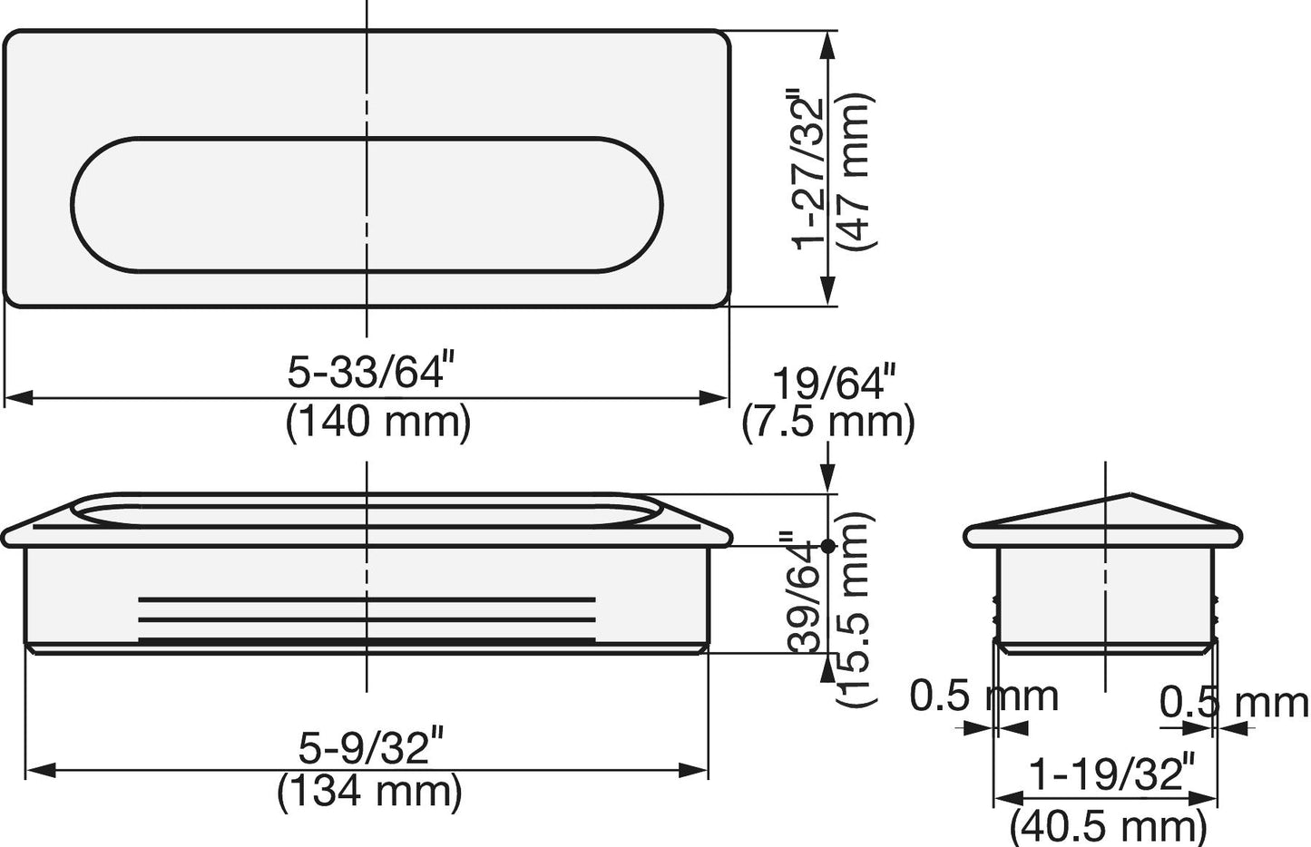 Edelstahl-Griffmuschel SUS304 zum Einstecken, schwarz, 140 mm (5,6″) UT-140. Einsteckbare Edelstahl-Griffmuschel aus rostfreiem Edelstahl V2A, satiniert matt, für Schubladen, Schränke, feuchte Umgebungen, Schiffe, Boote von Sugatsune / LAMP® (Japan)