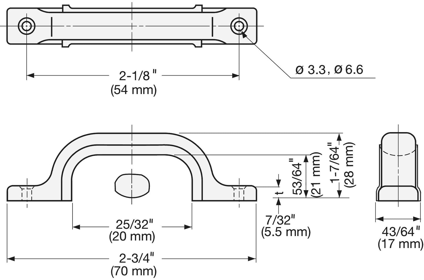V2A (SUS304) stainless steel rubber grip, 70 mm (2.8") US-70M. High-quality V2A (SUS304) stainless steel rubber grip, glossy polished, for ships, boats, and humid environments from Sugatsune / LAMP® (Japan)