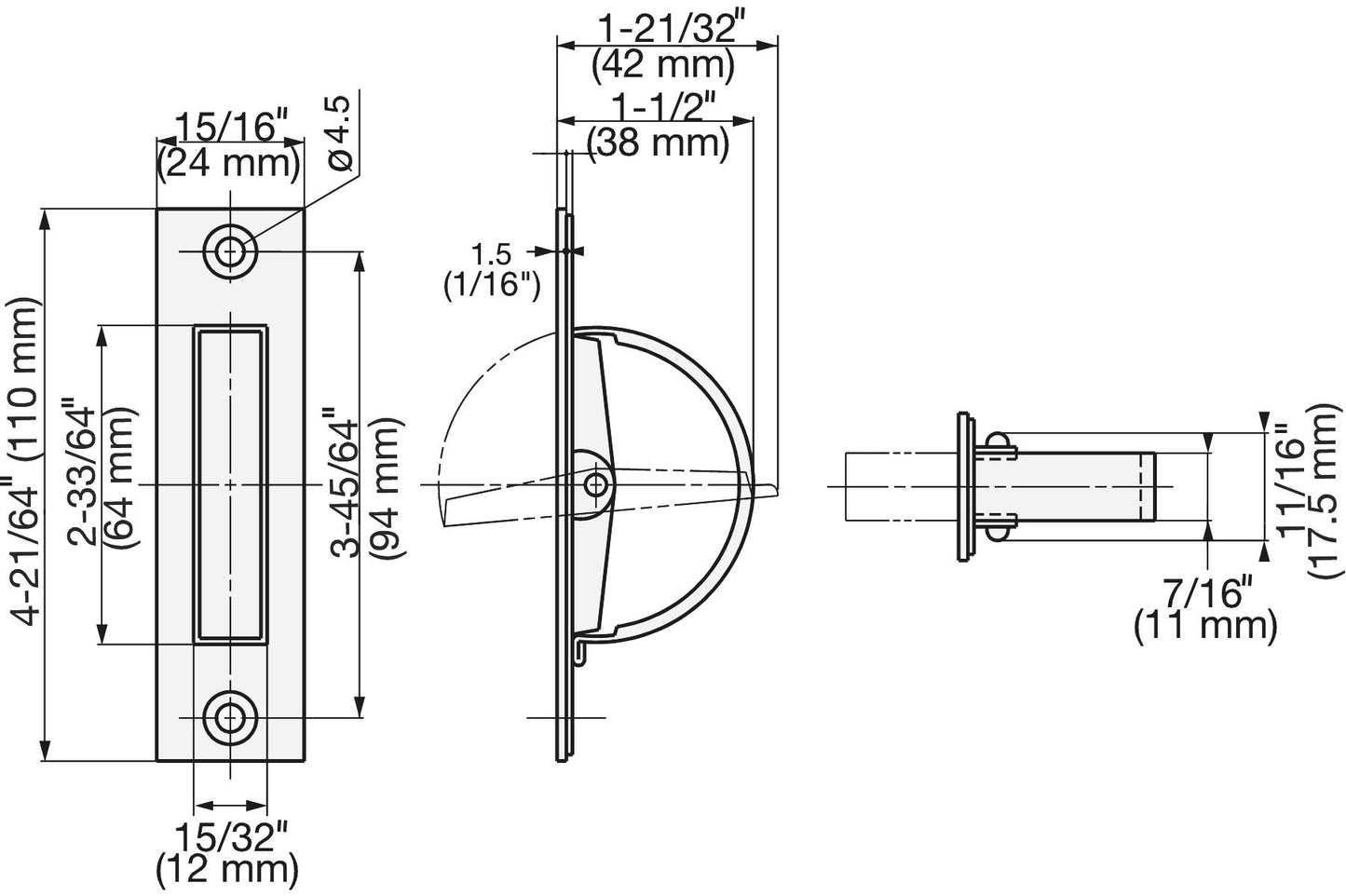 Edelstahl-Klappgriff SUS304, 110 mm (4,4″) HR-110S. Drehbarer Edelstahl-Klappgriff aus rostfreiem Edelstahl V2A, satiniert matt, für Revisionsklappe, Revisionstür, Wartungstür, feuchte Umgebung, Schiff, Caravan von Sugatsune / LAMP® (Japan)