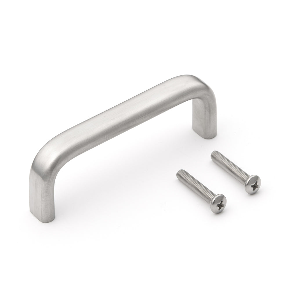 Stainless steel door handle V2A (SUS304), 100 mm (4") EC-100S. High-quality solid stainless steel door handle made of V2A (SUS304) with a satin finish, for humid environments, ships, food processing, and medical applications from Sugatsune / LAMP® (Japan)