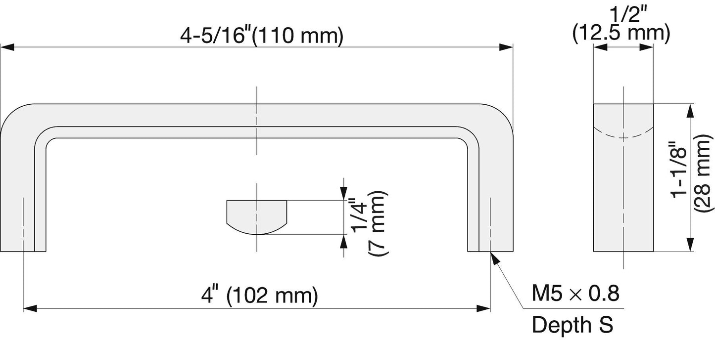 Edelstahl-Türgriff V2A (SUS304), 110 mm (4,4″) FB-110. Hochwertiger massiver Edelstahl-Türgriff aus rostfreiem Edelstahl V2A (SUS304), glänzend poliert, für feuchte Umgebungen, Schiffe, Lebensmittelbereich, Medizinbereich von Sugatsune / LAMP® (Japan)