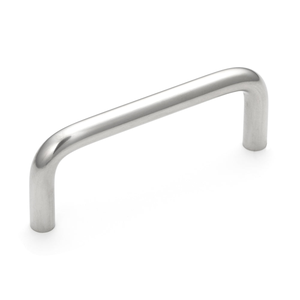 Stainless steel door handle V2A (SUS304), 75 mm (3") H-42-C-1. High-quality stainless steel door handle made of V2A (SUS304), glossy polished, for humid environments, ships, food processing, and medical applications from Sugatsune / LAMP® (Japan).