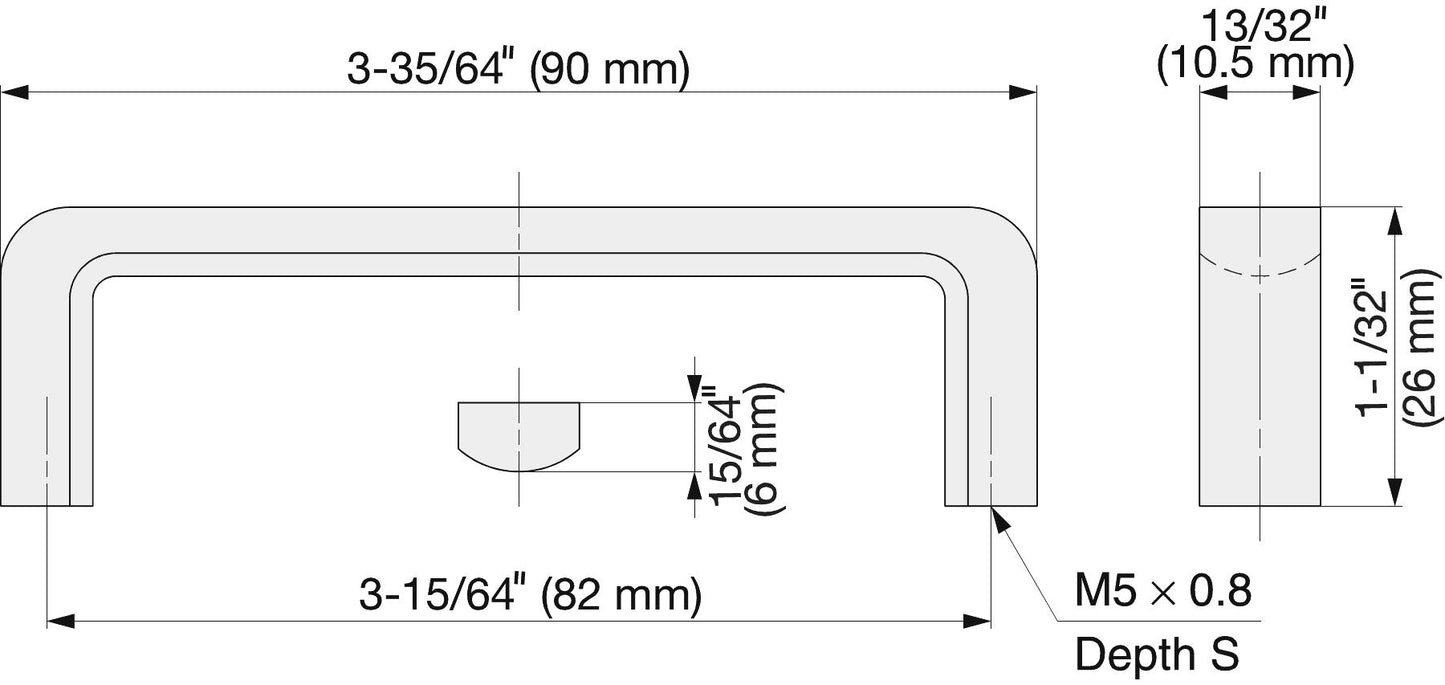 Edelstahl-Türgriff V2A (SUS304), 90 mm (3,6″) FB-90. Hochwertiger massiver Edelstahl-Türgriff aus rostfreiem Edelstahl V2A (SUS304), glänzend poliert, für feuchte Umgebungen, Schiffe, Lebensmittelbereich, Medizinbereich von Sugatsune / LAMP® (Japan)