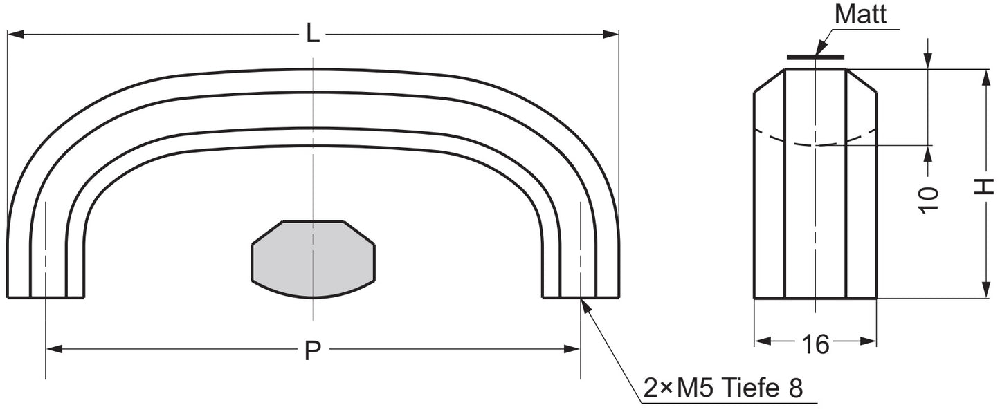 Edelstahlgriff V2A (SUS304), 100 mm (4″) XL-CUR100TT. Massiver Edelstahlgriff aus SUS304 (V2A), matt und poliert, für Badezimmermöbel, feuchte Umgebung, Schiff, Wohnwagen, Medizinbereich, Küchenmöbel, von Sugatsune / LAMP® (Japan)