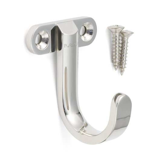 High-quality stainless steel wall hook, made of solid stainless steel, 50 mm (2"), KB-H-40. Stainless steel wall hook for humid environments, outdoor use, shipbuilding, and much more, from Sugatsune / LAMP® (Japan)