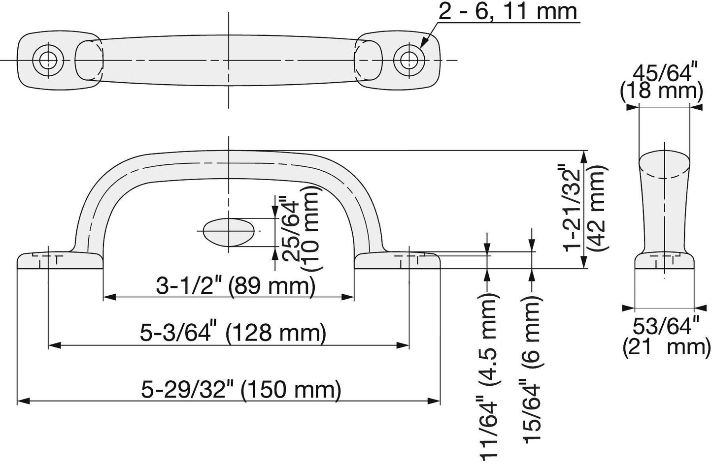 Edelstahlmöbelgriff SUS316, 150 mm (6″) 2LC-150. Griff aus feinstem korrosionsfreiem Edelstahl V4A (SUS316) für hochwertige Einrichtungen, sowie für den Außenbereich, feuchte, raue und hochkorrosive Umgebungen von Sugatsune / LAMP® (Japan)