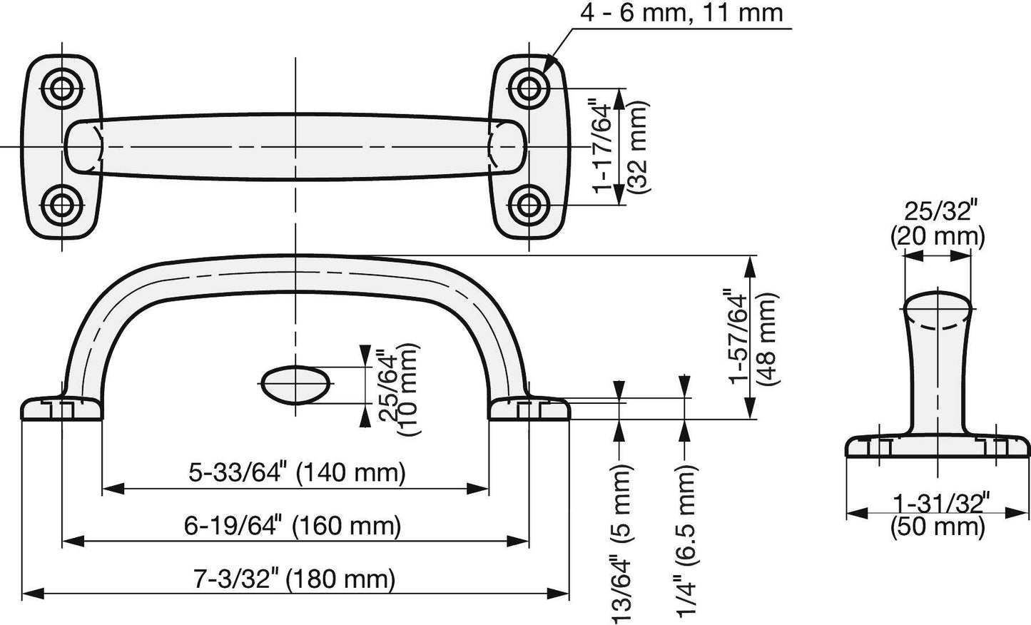 Edelstahlmöbelgriff SUS316, 180 mm (7,1″) 4LC-180. Griff aus feinstem korrosionsfreiem Edelstahl V4A (SUS316) für hochwertige Einrichtungen, sowie für den Außenbereich, feuchte, raue und hochkorrosive Umgebungen von Sugatsune / LAMP® (Japan)