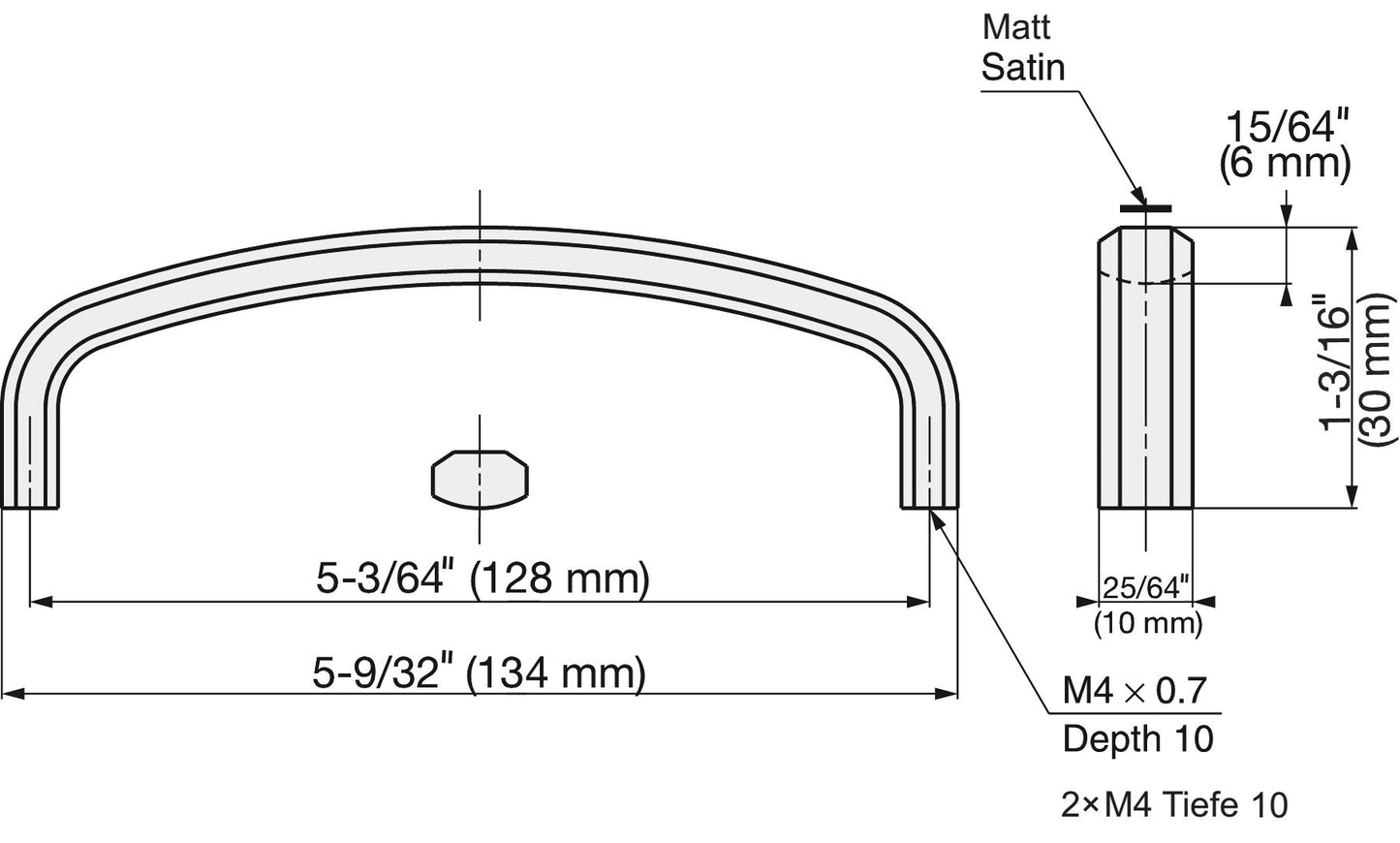 Edelstahlmöbelgriff SUS316, matte und glänzende Oberfläche, 134 mm (5,3″), XL-JSR135TT. Möbelgriff, aus feinstem Edelstahl V4A (SUS316) für hochwertige Einrichtungen, sowie für den Außenbereich, feuchte und raue Umgebungen von Sugatsune / LAMP® (Japan)