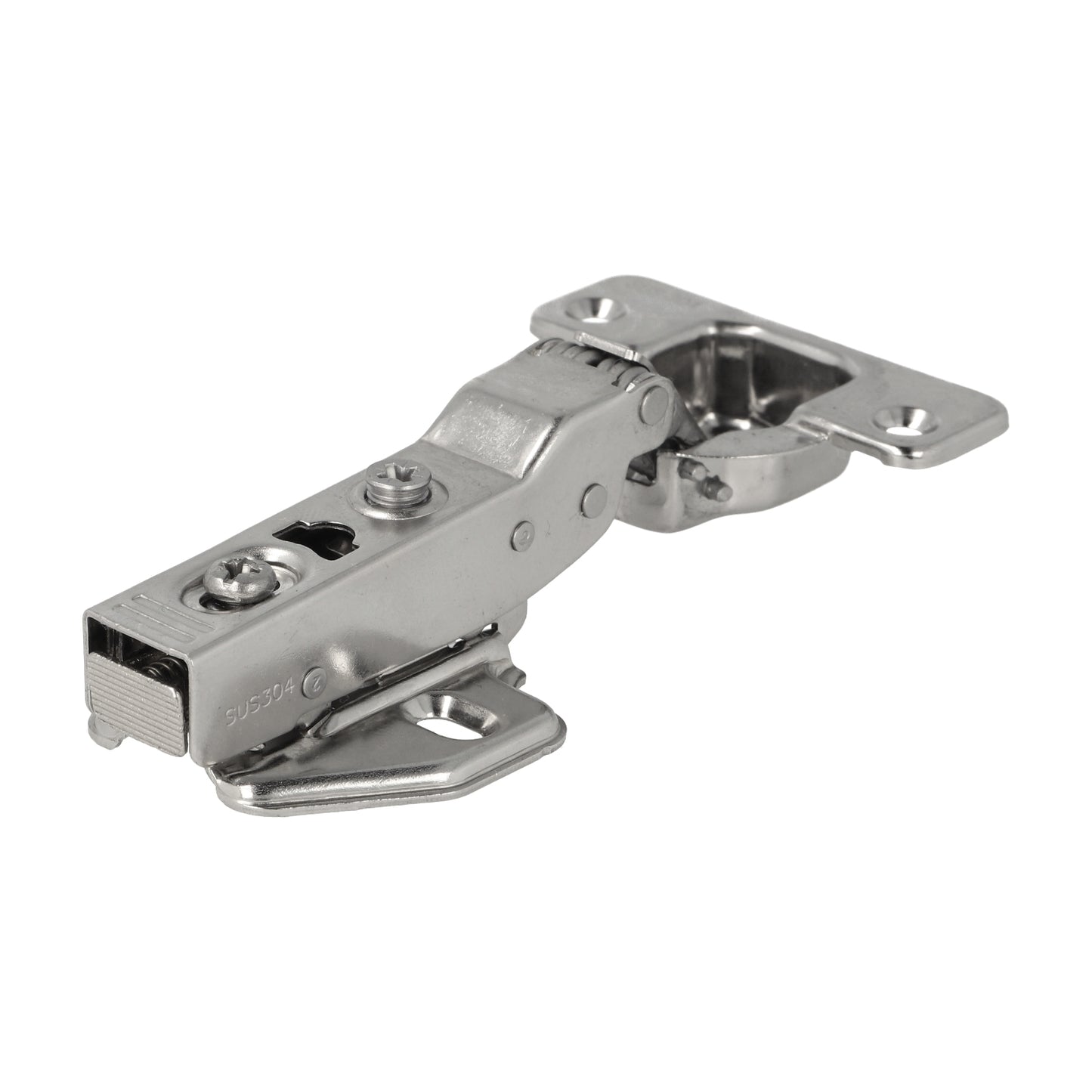 Edelstahlmöbelscharnier aus SUS304 (V2A) mit integrierter Soft-Close Dämpfung, halb aufliegend, inkl. Montageplatte, 117 mm (4,7″) 15.03.765-0. Edelstahlmöbelband mit Dämpfer, aus SUS304 (V2A) für Boot, Edelstahlküche, Outdoor-Küche, von SISO Denmark