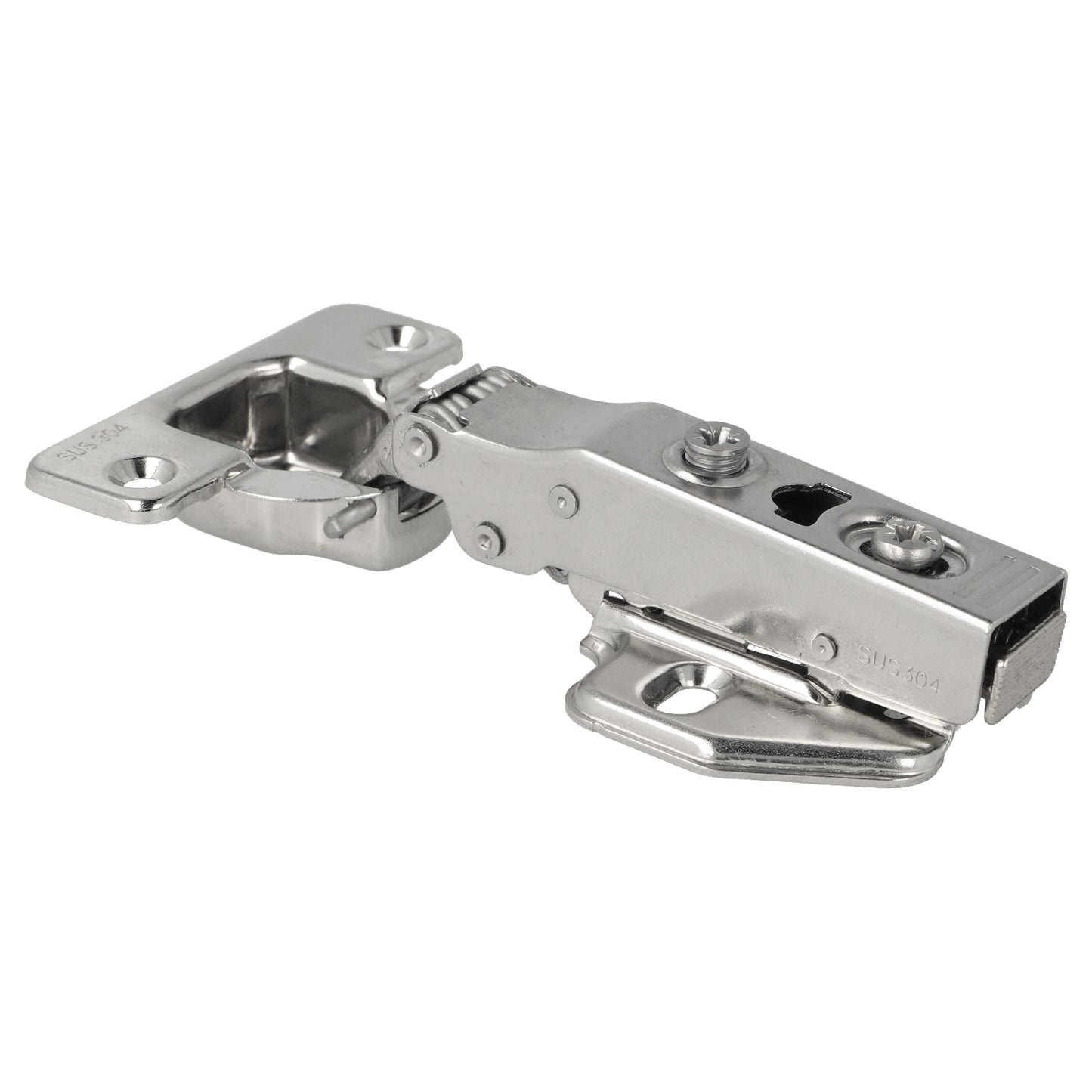 Edelstahlmöbelscharnier aus SUS304 (V2A) mit integrierter Soft-Close Dämpfung, voll aufliegend, inkl. Montageplatte, 117 mm (4,7″) 15.03.760-0. Edelstahlmöbelband mit Dämpfer, aus SUS304 (V2A) für Boot, Edelstahlküche, Outdoor-Küche, von SISO Denmark