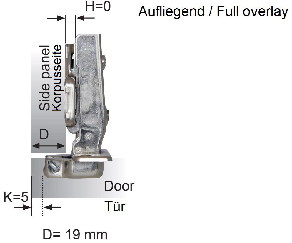 Edelstahlmöbelscharnier aus SUS304 (V2A) mit integrierter Soft-Close Dämpfung, voll aufliegend, inkl. Montageplatte, 117 mm (4,7″) 15.03.760-0. Edelstahlmöbelband mit Dämpfer, aus SUS304 (V2A) für Boot, Edelstahlküche, Outdoor-Küche, von SISO Denmark