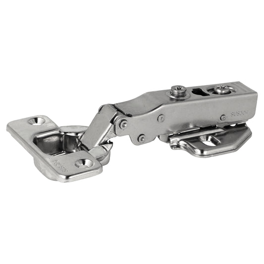 Edelstahlmöbelscharnier aus SUS304 (V2A) mit integrierter Soft-Close Dämpfung, voll aufliegend, inkl. Montageplatte, 117 mm (4,7″) 15.03.760-0. Edelstahlmöbelband mit Dämpfer, aus SUS304 (V2A) für Boot, Edelstahlküche, Outdoor-Küche, von SISO Denmark