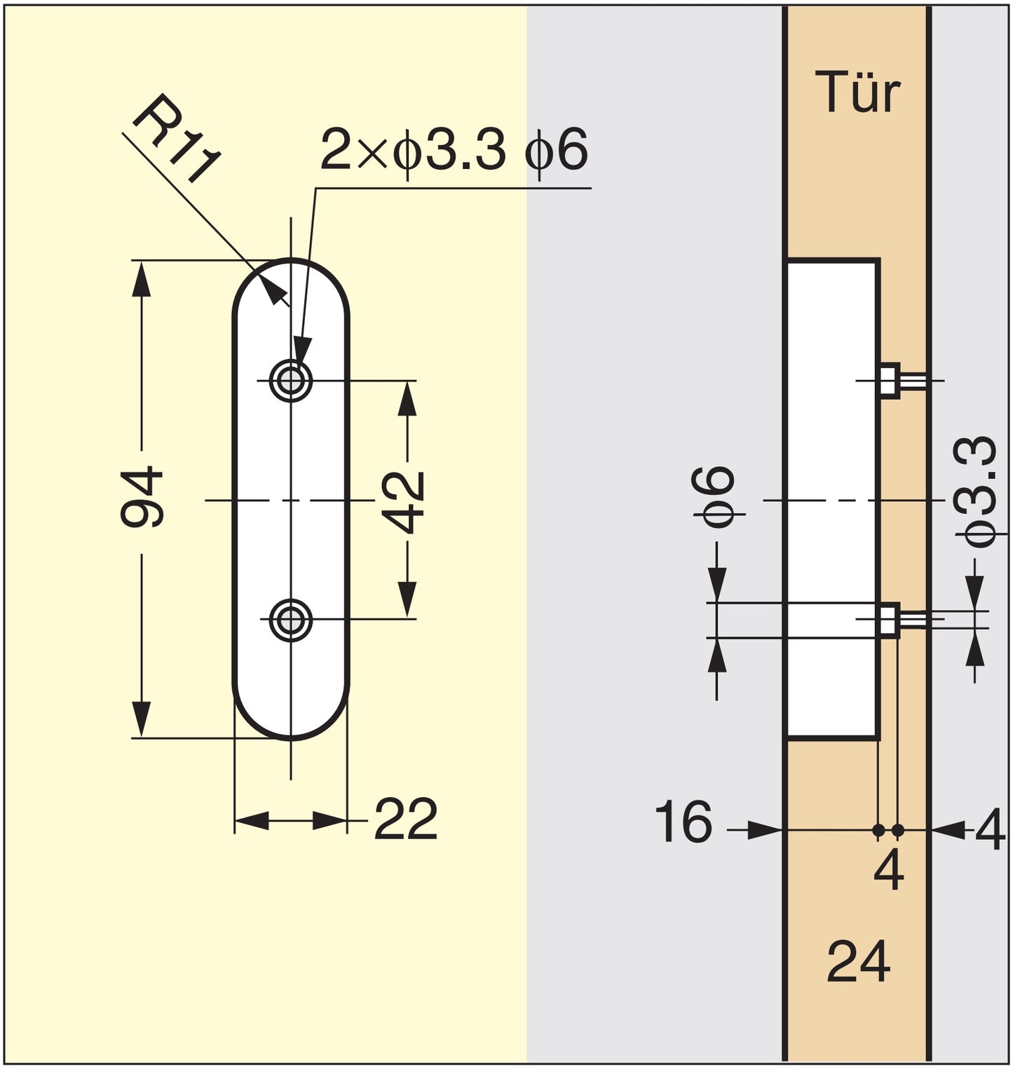 Einlassklappgriff aus Zinklegierung, Oberfläche: vernickelt, satiniert matt, 100 mm (4″) FH-100AK-00. Einlassgriff FH-100AK-00 für Büromöbel, Wohnmöbel, Küchenschränke, von Sugatsune / LAMP® (Japan)