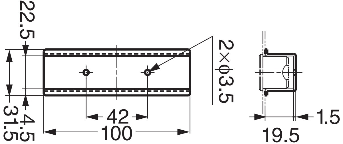 Einlassklappgriff aus Zinklegierung, Oberfläche: vernickelt, satiniert matt, 97 mm (3,9″) FH-100AM-00. Einlassgriff FH-100AM-00 für Büromöbel, Wohnmöbel, Küchenschränke, von Sugatsune / LAMP® (Japan)