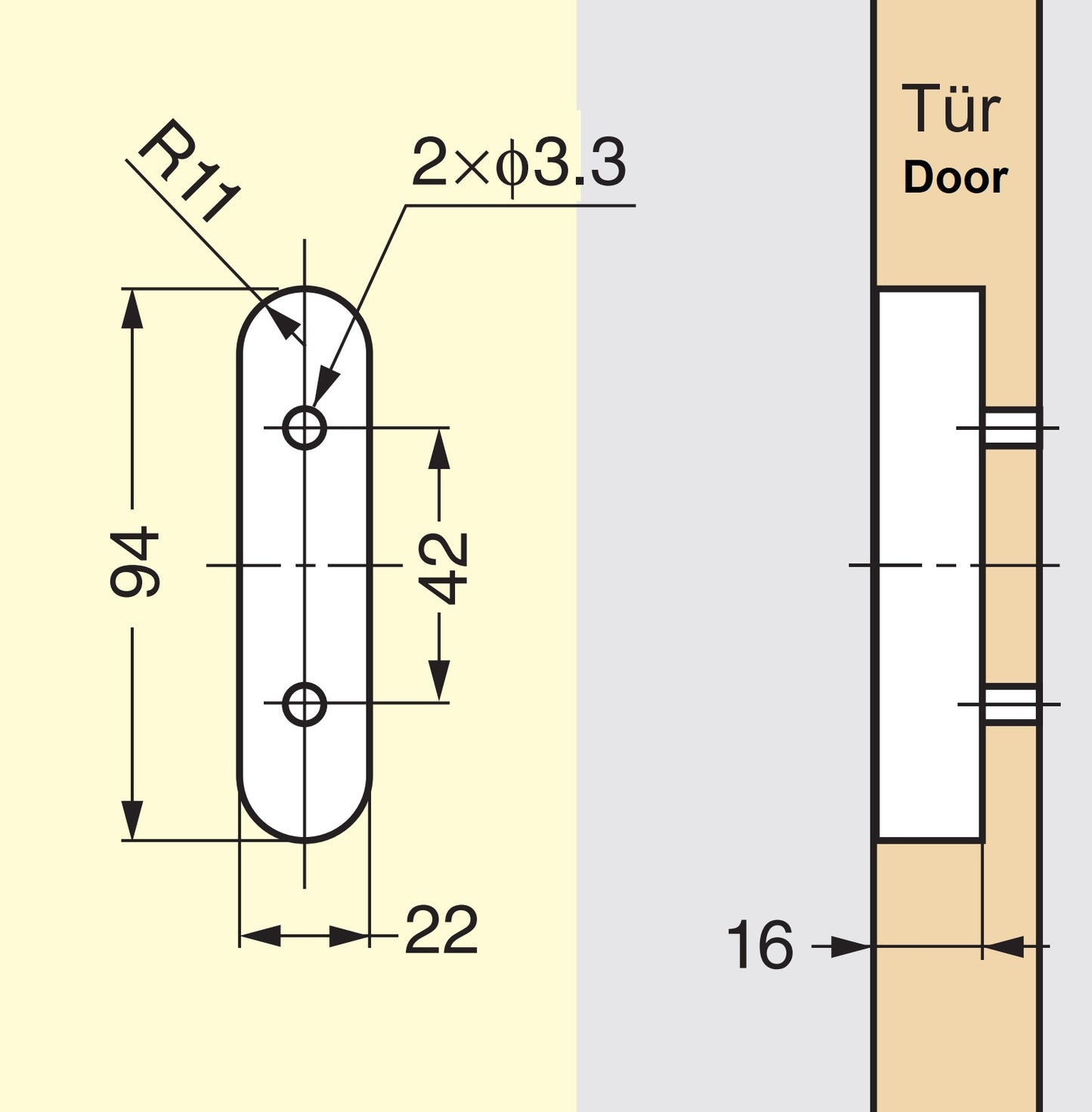 Einlassklappgriff aus Zinklegierung, Oberfläche: vernickelt, satiniert matt, 97 mm (3,9″) FH-100AM-00. Einlassgriff FH-100AM-00 für Büromöbel, Wohnmöbel, Küchenschränke, von Sugatsune / LAMP® (Japan)