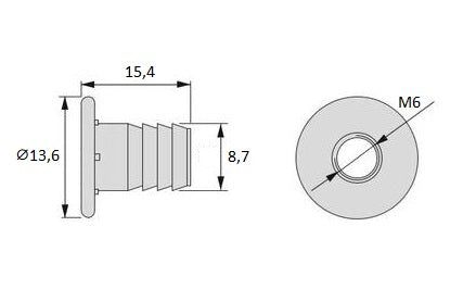 20 pieces high-quality press-in nuts with internal thread M6, made of steel, surface: galvanized, 13.6 mm (17/32″), 8066705 for furniture connections