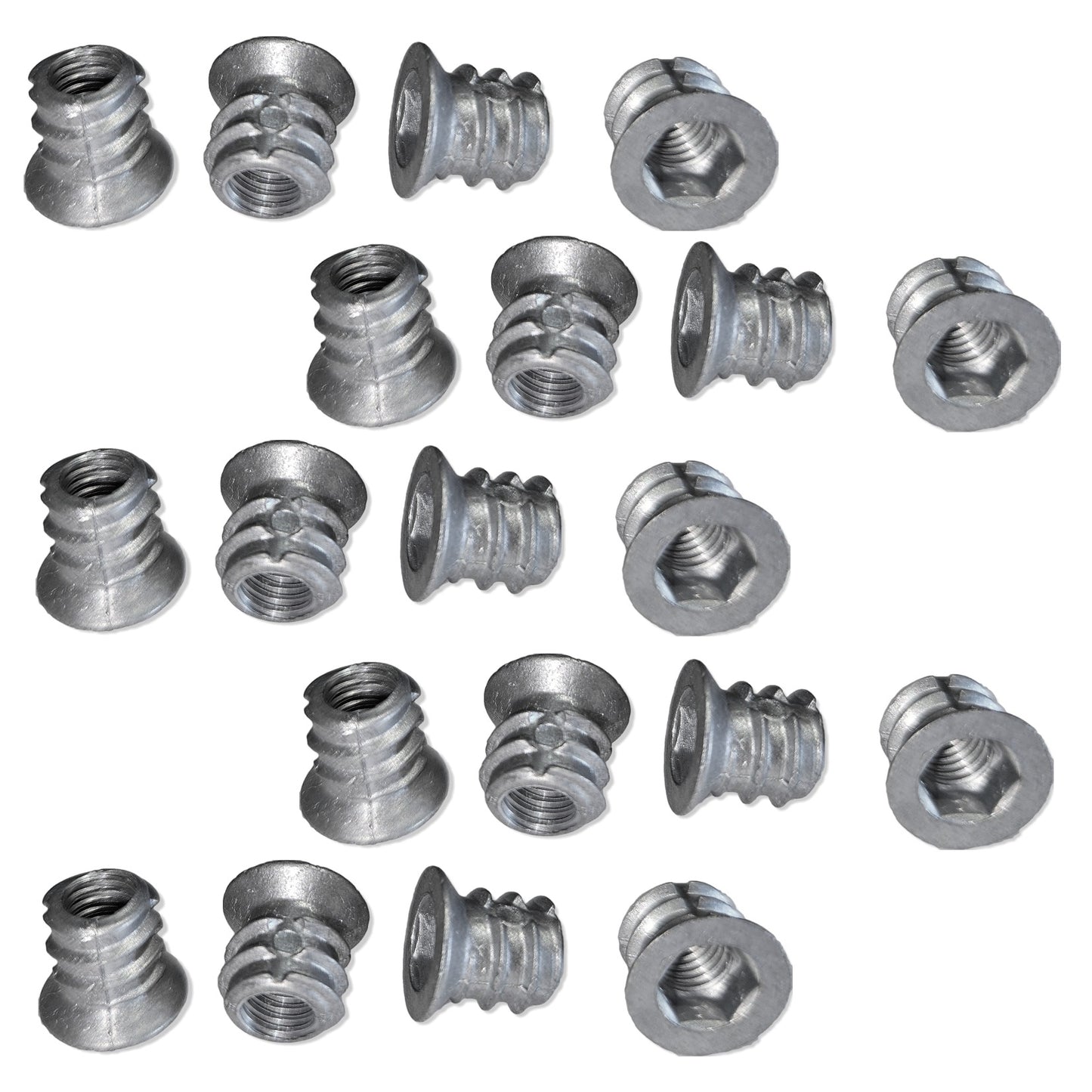 20 Stück hochwertige Einschraubmuffe mit M6 Innengewinde, Senkkopf mit Innensechskant und Abdeckrand, aus massivem Zinkdruckguss, 10 mm (0,4″), 8028001. Einschraubmutter für Möbel, Holzplatte, Spanplatte, Tisch und viel mehr, von EMUCA