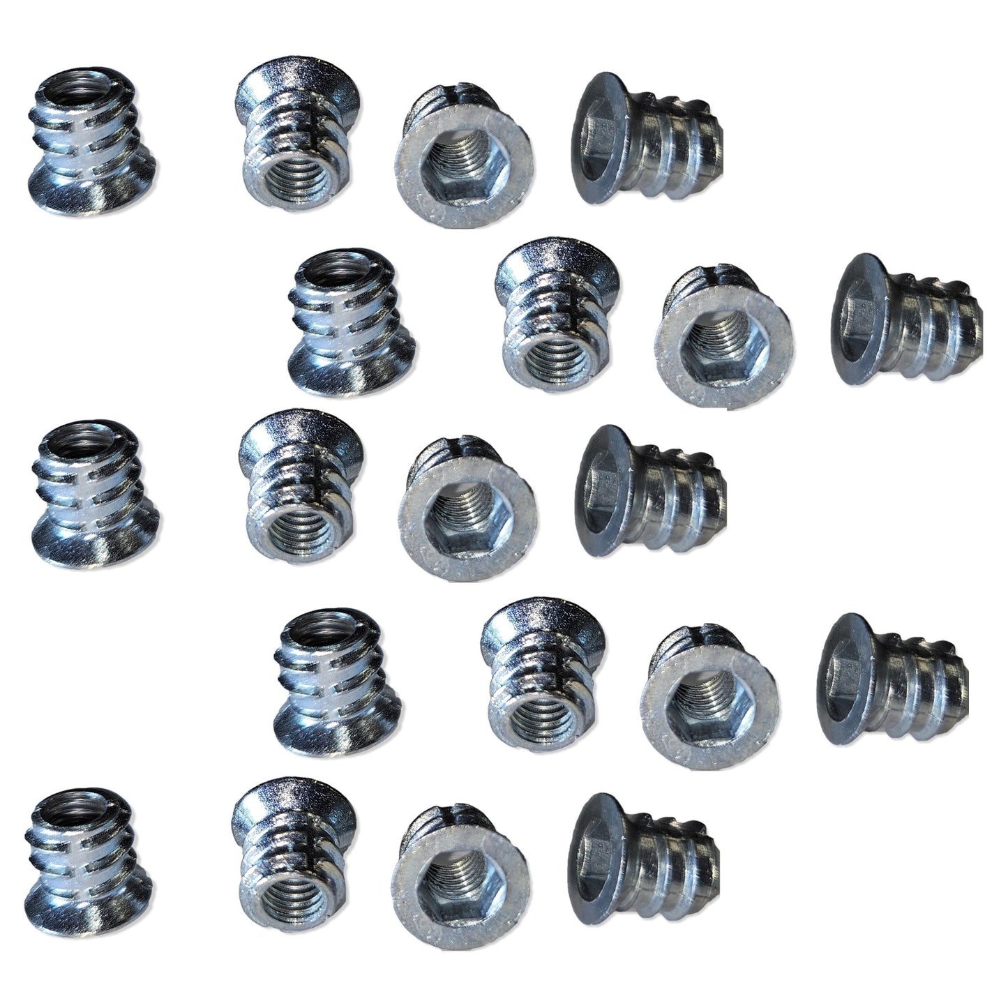 20 Stück hochwertige Einschraubmuffe mit M6 Innengewinde, Senkkopf mit Innensechskant und Abdeckrand, Oberfläche: verzinkt, 10 mm (0,4″), 8028005. Einschraubmutter für Möbel, Holzplatte, Spanplatte, Tisch und viel mehr, von EMUCA