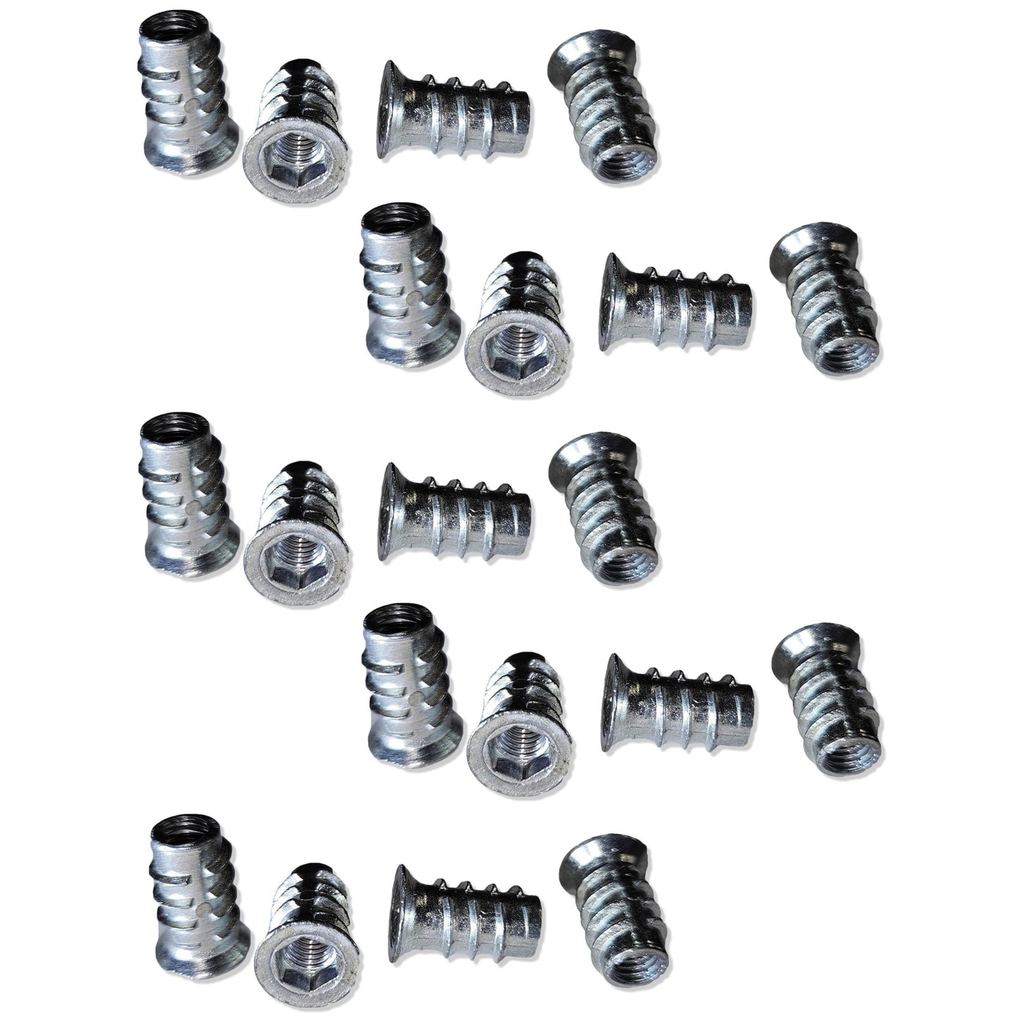 20 pieces of high-quality screw-in socket with M6 internal thread, countersunk head with hexagon socket and cover edge, surface: galvanized, 17 mm (0.7″), 8007705. Screw-in nut for furniture, wood panels, chipboard, tables and much more, by EMUCA