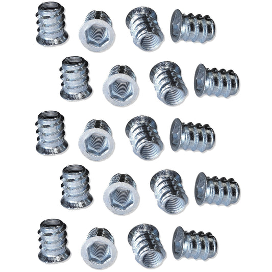 20 Stück hochwertige Einschraubmuffe mit M8 Innengewinde, Senkkopf mit Innensechskant und Abdeckrand, Oberfläche: verzinkt, 15 mm (0,6″), 8007605. Einschraubmutter für Möbel, Holzplatte, Spanplatte, Tisch und viel mehr, von EMUCA