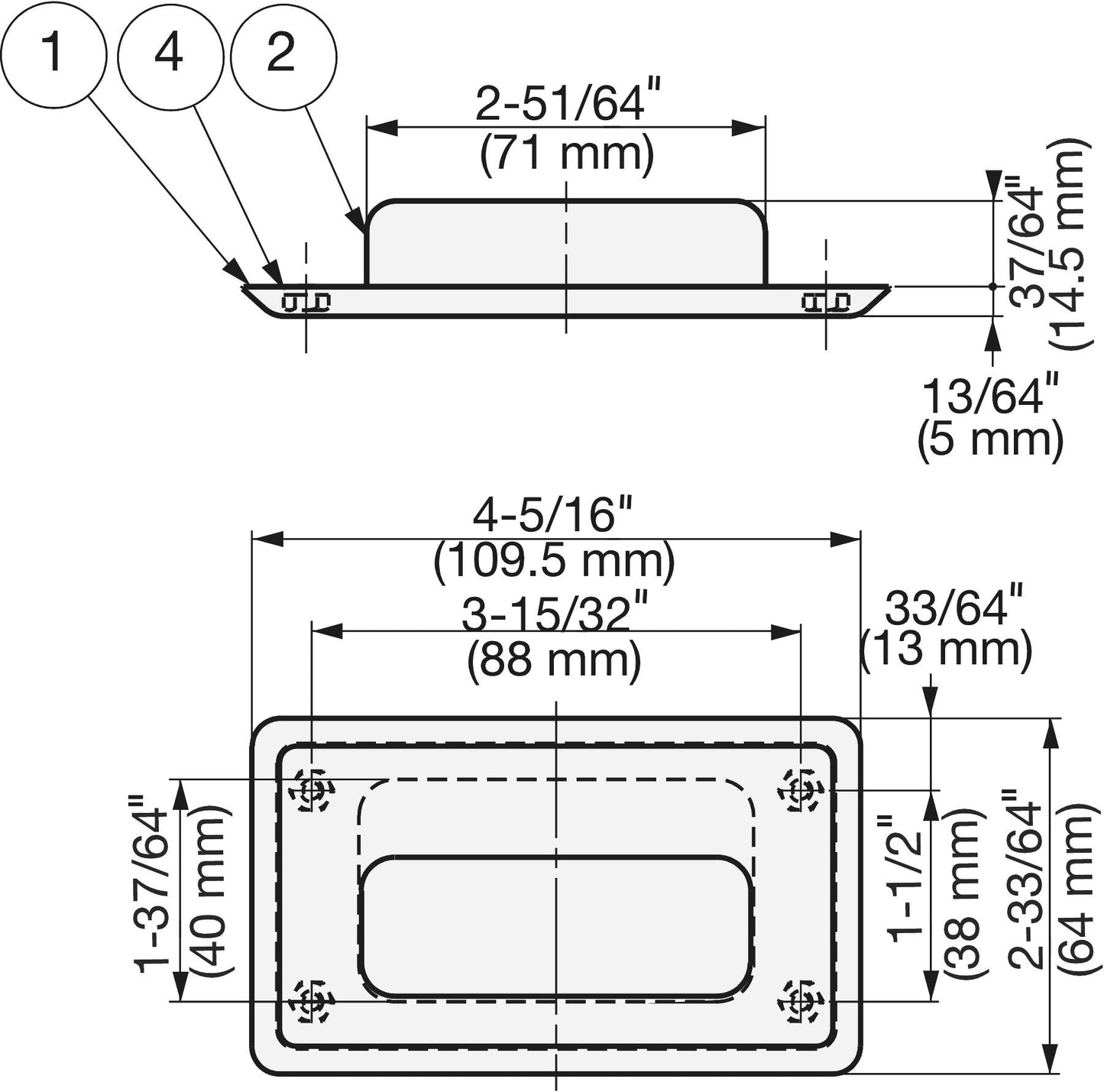 Exklusive Edelstahl-Griffmuschel SUS304, 109,5 mm (4,4″) HH-FC-2. Edelstahl-Griffmuschel aus rostfreiem Edelstahl V2A, satiniert matt, für Schubladen, Schränke, feuchte Umgebungen, Schiffe, Maschinen, Geräte von Sugatsune / LAMP® (Japan)