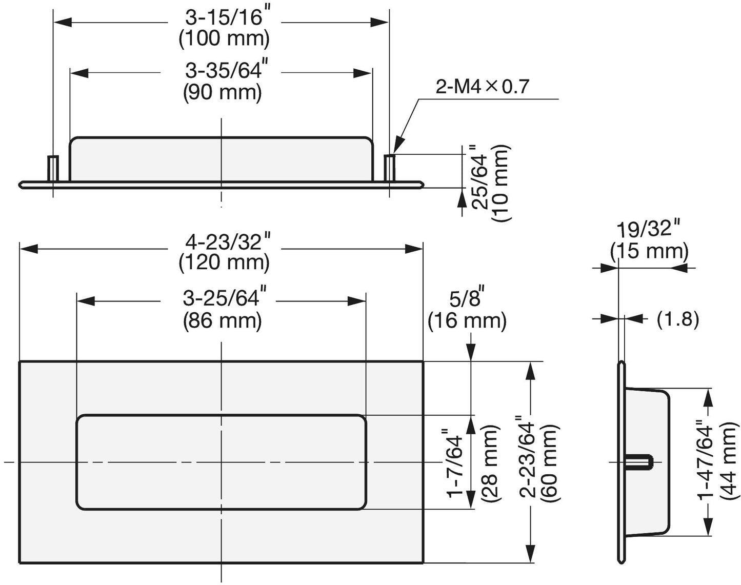 Exklusive Edelstahl-Griffmuschel SUS304, 120 mm (4,8″) HH-AS2. Edelstahl-Griffmuschel aus rostfreiem Edelstahl V2A, satiniert matt, für Schubladen, Schränke, feuchte Umgebungen, Schiffe, Maschinen, Geräte von Sugatsune / LAMP® (Japan)