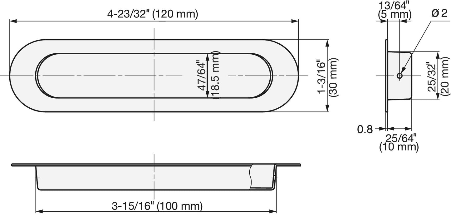 Exklusive ovale Edelstahl-Griffmuschel SUS304, 120 mm (4,8″) HN-120SH. Ovale Edelstahl-Griffmuschel aus rostfreiem Edelstahl V2A, satiniert matt, für Schubladen, Schränke, feuchte Umgebungen, Schiffe, Jachten, Caravans von Sugatsune / LAMP® (Japan)